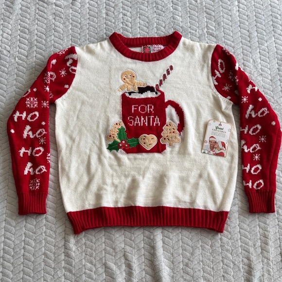 Festive Red and White Christmas Sweater Size L - Picture 1 of 8